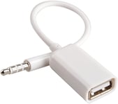 AUX à USB 3.5mm mâle Aux Audio Jack Branchez à USB 2.0 Femelle Convertisseur Câble Cordon pour Voiture Blanc par (Car Besoin MP3 Decode Fonction)