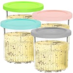 YQL 4 Pack-24OZ Ice Cream Tubs with Lids Compatible with Ninja Creami Deluxe NC501UK, Ice Cream Containers with Lids for Ninja Ice Cream Maker UK, Ninja Ice Cream Maker Tubs Dishwasher Safe