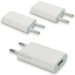 Waytex Lot de 3 Chargeurs Secteur USB pour Mobile Prise Murale européenne 2 Broches, USB-A Prise Chargeur Universel Blanc