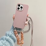 Coque Compatible Avec Iphone 16 Avec Cordon Collier Pour Étui Colliers De Cellulaire Corde Coque Avec Bracelet Lanyard Antichoc En Souple Silicone Tpu Bumper Coque Pour Iphone 16, Rose Sable