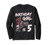 Motocross 5th Birthday Girl 5 Year Old Dirt Bike Long Sleeve T-Shirt