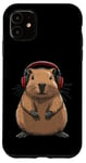 iPhone 11 Capybara Wearing Headphones Music Case