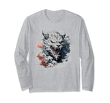 fierce anime asian dragon roaring mythical japanese art #2 Long Sleeve T-Shirt