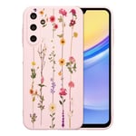 ZTOFERA Coque Fleurs Compatible avec Samsung Galaxy A15 4G/5G pour Fille Femme, Étui en Silicone Flexible Souple Housse avec Motif Fleuri Mignon Antichoc Protection Cover, Rose