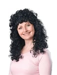 Women's Long Curly Black Wig (1 Pc.) - Gorgeous Design, Perfect for Halloween, Cosplay, Music Festivals, Film & TV, World Book Day, & Everyday Glamour