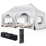 vounot Tonnelle de Jardin Extérieur 3x6m Barnum Pliant avec 6 Parois Amovibles et 6 Sacs de Sable Tente de Reception Imperméable et Anti-UV pour Camping Festival Mariage Sac de Transport Inclus Blanc