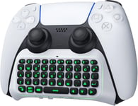 Qwerty Clavier Rétroéclairé Vert Compatible Avec Ps5 Manette,Clavier Bluetooth Sans Fil Avec Haut-Parleur Intégré & Prise Audio 3,5 Mm,Clavier De Manette De Jeu Pour Ps5 Contrôleur,Blanc