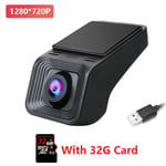 caméra de tableau de bord Full HD 720P 1080P,ADAS,DVR,Dashcam,DVR,vidéo,carte TF,USB,32 go 64 go 128 go,enregistreur automatique pour lecteur DVD Android - Type (720P)With 32G Card #A