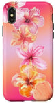 Coque pour iPhone X/XS Rose et orange dégradé hibiscus floral mignon aura été