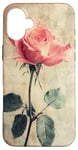 Coque pour iPhone 16 Plus Rose grunge douce subtile florale vintage