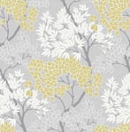 Fresco Lykke Tree Grey & Ochre Wallpaper