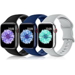 Higgs 3 Pack Bracelets Compatible avec Bracelet Apple Watch 44mm 45mm 46mm ultra 2 49mm 42mm Femme et Homme, Bracelet Soft Silicone Sports Bracelet pour iWatch Series SE 10 9 8 7 6 5 4 3 2 1