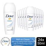 Dove Classic Roll On Anti-Perspirant 48H of Sweat & Odour Protection, 24x50ml