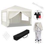 WOLTU Tonnelle de Jardin Tente Pliante Auvent Pliable Imperméable Protection du Soleil UV 50+ avec Un Chiffon Sac de Transport Inclus Facile à Installer Hauteur Règlable 3x3m Beige