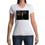 T-Shirt Femme Col V Matrix Keanu Reeves Carrie Anne Moss Film Action Cinema