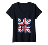 Womens Funny UK Flag Love UK I Love United Kingdom V-Neck T-Shirt