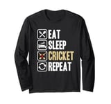 Cricket Game Eat Sleep Cricket Repeat Cricket Lovers Player Long Sleeve T-Shirt