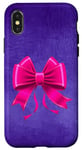 Coque pour iPhone X/XS Rubans Noeud Violet Rose Esthétique Mignon Girly Féminin