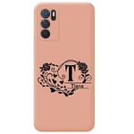 Coque rose Oppo A16 et A16S avec votre prenom police 16 coeur et fleur