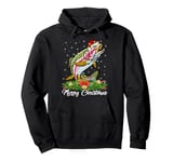 Xmas Lighting Decor Santa Hat Rainbow Trout Fish Christmas Pullover Hoodie