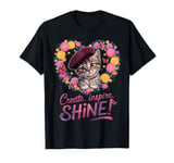 Create Inspire Shine Cute Artistic Cat Flower T-Shirt