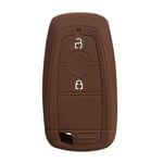 FANLLOOD Housse de Protection en Silicone pour Ford EcoSport 2018 - Porte-clés en Peau de Porte-clés sans clé pour Porte-clés pour Alarme de Porte-clés, Marron