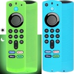 2 pièces Firetv Couverture à Distance Compatible avec Fire TV Stick 4K / 4K Max Alexa (3e génération) Télécommande vocale avec lanière (Lueur Verte &Turquoise ne Brille Pas)