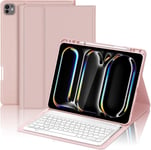 Clavier Pour Ipad Pro 13 M4 2024 | Étui Clavier Pour Ipad Pro 13 (A2925/A2926/A3007) - Amovible Clavier Azerty Bluetooth Sans Fil Etui Réveil/Sommeil Automatique,Or Rose