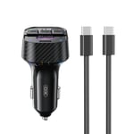 XO FM-sändare Bluetooth / Billaddare 30W + USB-C Kabel - Svart