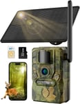 Camera De Chasse 4G Solaire Avec Carte Sim Preinstalle,Moniteur De Chasse 2K 4Mp Avec Pir Detection Nocturne Infrarouge Invisible,Instant Alert,Audio Bidirectionnel,Localisateur,Etanche Ip66