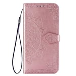 TOPOFU Case for Motorola Moto G30/G10, PU/TPU Leather Wallet Case, Retro Flower Pattern Design, [Card Holder][Magnetic][Viewing Stand] Flip Wallet Cover (Rose Gold)