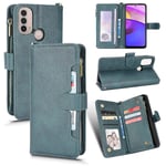 Ny kompatibel med Motorola E20/e30/e40 Case Dragkedja Cover Magnetisk plånbok Premium läderkorthållare Skyddsfodral med case