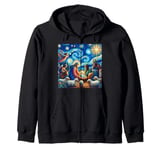 Van-Gogh inspired nativity-Joy to the nativity christmas Zip Hoodie