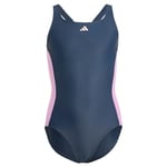 adidas Fille Cut 3-Stripes Swimsuit, Aurora Ink/Preloved Purple/Pink Spark, 2-3 Years