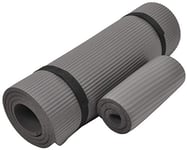 Everyday Essentials Tapis de yoga extra épais haute densité anti-déchirure avec genouillère et sangle de transport, gris (Plus-GY) 1,27 cm