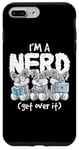 Coque pour iPhone 7 Plus/8 Plus Bunny I'm A Nerd Get Over It Nerdy Geek Rabbit Reading Gamer