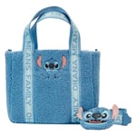 Disney Stitch Loungefly Bag Women Tote Bag & Coin Purse Blue Plush Sherpa