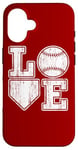 Coque pour iPhone 16 Plaque vintage Love Baseball Mom Home pour amateurs de baseball