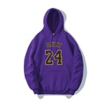 (2424 purple-S）mies Basketball sport huppari BRYANT 24 kyltti painettu luonnonvalkoinen