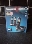 New Steadied Panasonic KX-TGJ423EB Triple Handset Cordless Answer Phone UK Model