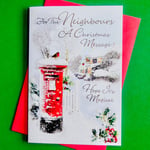 For The Neighbours A Christmas Message Card Nice Verse Words Snow Scene