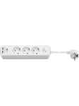 Pro 3-way power strip with switch and 2 USB ports