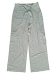 CIDER Wide Leg Cargo Pants Pale Green Trousers Drawstring BNWT Women's Medium