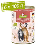 GranataPet Delicatessen avec Dinde et crevettes, Nourriture Humide pour Chats, savoureuses boîtes de Chat sans céréales et sucres ajoutés, Nourriture Humide pour Chat, 6 x 400 g