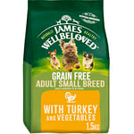 James Wellbeloved Grain Free Adult Small Breed Turkey and Vegetables 1.5 kg Bag, Hypoallergenic Dry Dog Food