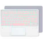 CACOE Clavier avec Pavé Tactile, Clavier sans Fil Bluetooth 10 Pouces, [AZERTY Français] Clavier avec 7 Couleurs Illuminées, Léger Fin pour iOS, Android Tablette, Windows, Or Rose