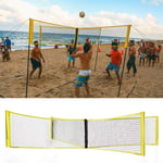 Outdoor Volleyball Net Bracket| Portable Four-sided Volleyball Net Bracket| Beach Volleyball Net Set, Four-sided PE Durable Cross Volley Ball Training Net Sports Badminton Game Net