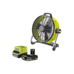 Pack Ryobi Ventilateur brasseur d'air 18V R18F5-0 - 1 batterie 2.0Ah - 1 chargeur rapide - RC18120-120