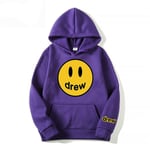 Drew Smiling Face Tröja Herr Samma modell Justin Bieber Same Street Par Klänning Hoodie Purple XXL