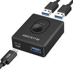 Switch Usb 3.0,Commutateur Kvm Usb 2 Pc,1 En 2 Sortis/2 En 1 Sortis,Avec Port 5W & Câble Usb 3.0 De 1 M,Usb Kvm Switch Pour Pc,Portable,Souris,Clavier,Hub Usb,Imprimante,Voiture